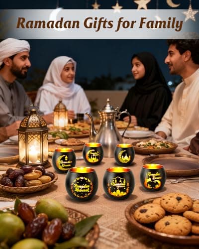 SupBri Ramadan Table Decor, Glass Votive Tealight Candle Holders,Eid Decorations for Home,Party,Centerpiece,Ramadan Gifts - Thumbnail 5