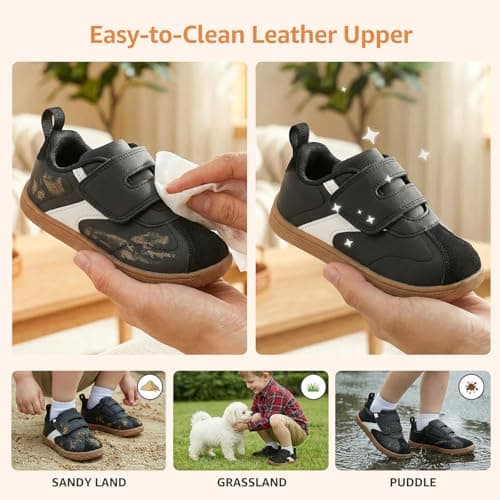 WIDE TOE BOX Wide Toddler Boys Girls Sneakers Zero Drop Barefoot Shoes Soft Classic Tennis Walking School Shoe for Outdoor Indoor Non Slip Comfort Graphite Black Little Kid Size 11 US - Thumbnail 5