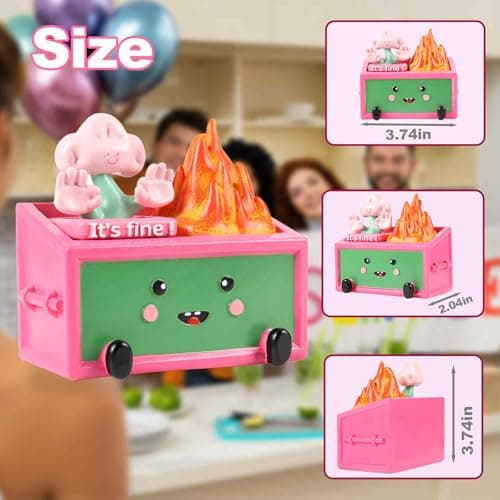 MAYIPLAY Dumpster Fire Desk Accessories Inspirational Gifts for Women Coworkers Pencil Holder Pink Office Table Decor - Thumbnail 4