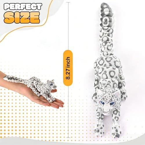 3D Printed Snow Leopard, 8.3" 3D Printed Animal, 3D Printed Toys for Stress Relief, Easter Eggs Animals Figurines, Easter Basket Stuffers Toys for Boys Kids Teen 5-7 4-6 8-12 (Snow Leopard Toy) - Thumbnail 2