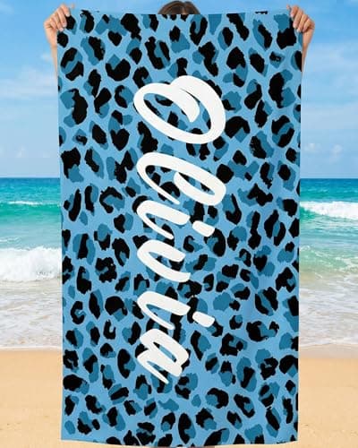 Eadabok Personalized Beach Towel, Custom Name Microfiber Sand Free Quick Dry Soft Absorbent Pool Towel for Swimming Travel Vacation Spa Summer Gifts - Image 1