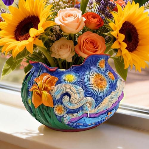 ArtCachet Flower Starry Sky Plant Pots-Cute Unique Flower Pots with Drainage Hole, Resin Planters for Indoor Outdoor Succulent Planter, Plant Gifts for Mother's Day, Birthday, Christmas - Image 1