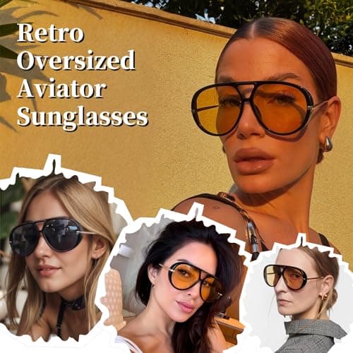 BOBUXLIIN Oversized Womens Aviator Sunglasses Retro Big Large Sunglasses for Women UV Protection Trendy Ladies Shades 2025 - Thumbnail 2