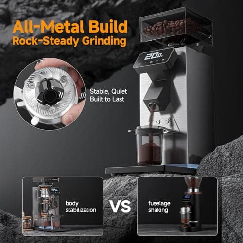 AMZCHEF Commercial Flat Burr Espresso Bean Grinder for Coffee Types - Thumbnail 4