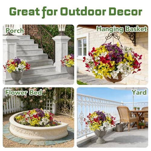 Apeair 12 Bundles Artificial Flowers for Outdoors，Plastic Flowers Uv Resistant Fake Plants Bulk for Spring Summer Hanging Planter Porch Window Garden Home Decor - Thumbnail 5