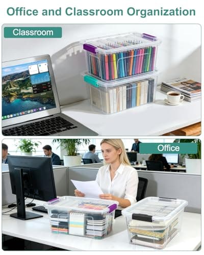 EOENVIVS Clear Storage Bins with Lids 6 Pack, 7 Qt Stackable Storage Containers with Buckle Lock, Durable Plastic Containers & Storage Box Organizer for Pantry, Bathroom, Closet & Office Use - Thumbnail 4