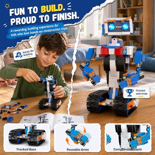 okk Robot Building Toys for Boys, STEM Projects for Kids Ages 6-12, Remote & APP Controlled Engineering Learning Educational Coding DIY Building Kit Rechargeable Robot Toy Gifts for Girls - Thumbnail 5
