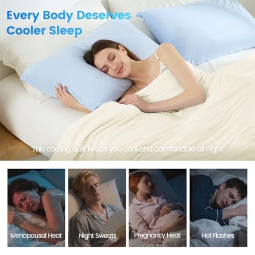 Cooling Comforter King Size, Cooling Blankets for Hot Sleepers, Lightweight Comforter for Summer, Soft Q-Max>0.4 Breathable Cold Blanket for Sleeping, 108x90, Ivory - Thumbnail 5