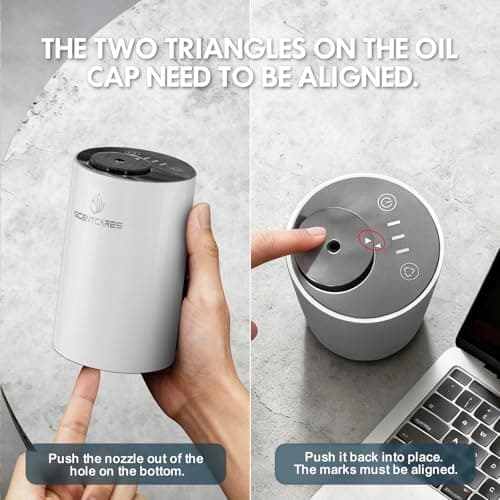 Waterless Diffuser for Essential Oil for Home and car, Sentiment Essential Oil Diffuser with Cold Air Technology, 2 Diffusion Modes, 4 Timer Settings (1/2/4/6H), Warm LED Light Rechargeable - Thumbnail 4