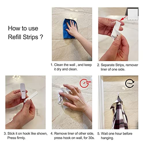 Karsbarwe 48 Pack Large Replacement Adhesive Strips Refill, Poster Strips, Damage-Free Hanging Strips for Wall Hooks, No Tools Removable Sticky Strips for Home, Office, and Dorm Decor, White Adhesive - Thumbnail 3