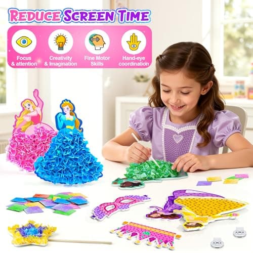 Gooidea 10PCS Poke Arts and Crafts for Girls Ages 4, 5, 6, 7, 8, 9, Classical Princesses Poking Art, Mess-Free DIY Craft for Kids DIY Creative Activities Pretend Play Toy Gifts for Kids Age 4-9 - Thumbnail 5