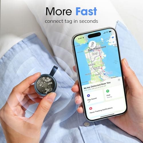 Air Tracker Tags-4 Pack for iOS and Android Bluetooth Tracker Smart Tags Compatible with Apple Find My (iOS) & Google's Find Hub Item Locator for Keys, Luggage, Wallet, Vehicles - Thumbnail 3