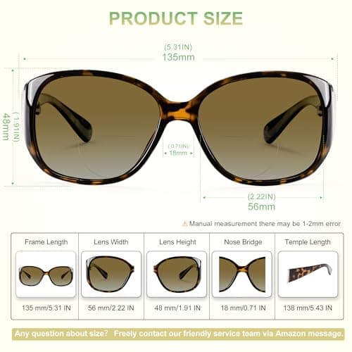 EYEGUARD 2 Pack Bifocal Reading Sunglasses for Women Oversized Sun Readers UV400 Protection Outdoor Reading Glasses 3.00 - Thumbnail 5