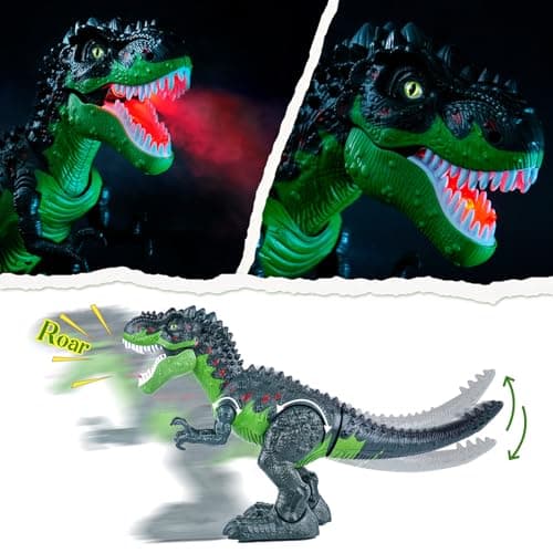 AHCo. Big Walking T-Rex Dinosaur Toy Plus for Kids – Realistic Tyrannosaurus Toys with 3D Eyes, Mist Spray, Lights and Roar Sound – Gift for Toddlers Ages 3+ Years - Thumbnail 4