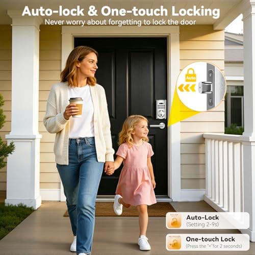 Keyless Entry Door Lock with Keypad, Smart Deadbolt Code Lock for Front Door with 2 Keys, Customizable User Codes, Auto Locking, Easy Installation - Thumbnail 4