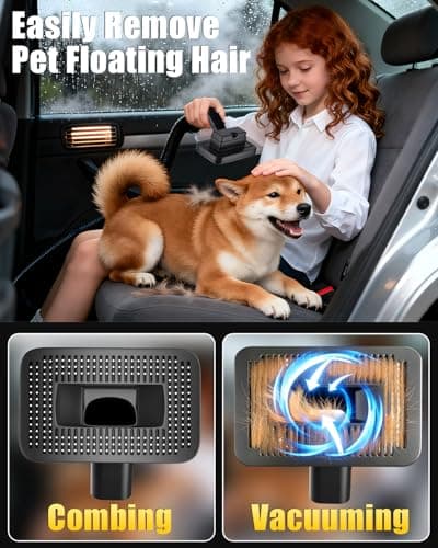 SEEDUSTRY Handheld Vacuum Cleaner Cordless, Mini Small Car Vacuum, Portable Pet Hair Vacuum, 3 Suction Modes-Up to 18000pa, 6 Blow & Suck & Deflate & Inflate Nozzles for Car, Pet, Office, Home - Thumbnail 5