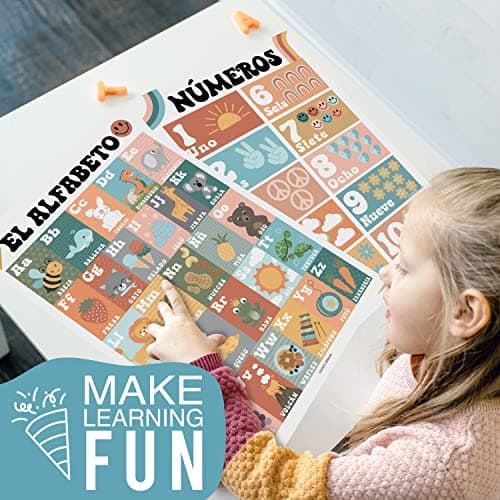 Hadley Designs Spanish Posters for Classroom - 12 Bilingual Educational Posters for Spanish Classroom Decorations Must Haves, Calendario y Alfabeto en Español Para la Pared, Colorful Teacher Supplies - Thumbnail 2