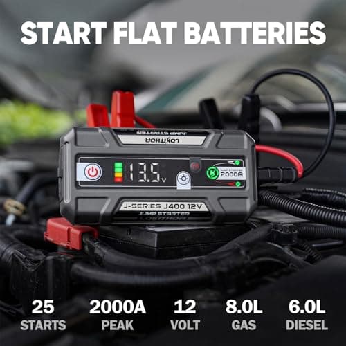 LOKITHOR J400 2000A 12V Portable Lithium Jump Starter, Car Battery Booster Pack, USB-C Powerbank Charger, and Jumper Cables for Upto 8.0-Liter Gas and 6.0-Liter Diesel Engines - Thumbnail 3