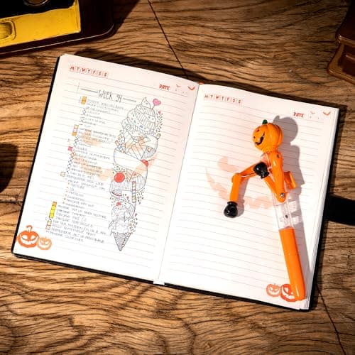 CAGIE Journal with Lock for Women Men, A5 Locked Journal with Pumpkin Pen Set, Halloween Notebook with Combination Lock 192 Pages Diary with Lock, 5.7x 8.3 Inches, Trick or Treat Black - Thumbnail 6