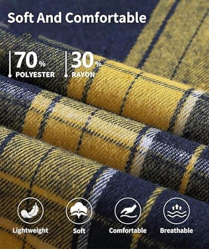 3-Pack Men's Plaid Hooded Button-Up Shirts Long Sleeve Cotton Hoodies Loose Fit Casual Tops Flannel Shirt - Thumbnail 6