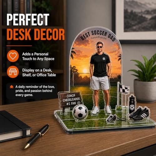 Personalized Acrylic Plaque with Photo, Custom Father’s Day Gift for Dad, First Father’s Day Keepsake, Personalized Acrylic Stand for Dad Husband Grandpa (Soccer) - Thumbnail 4