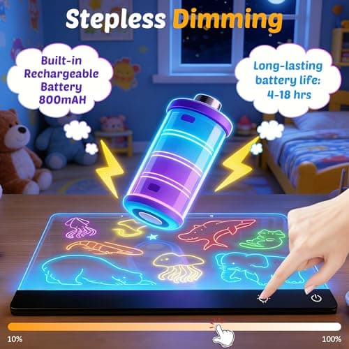 16'' Rechargeable LED Drawing Board for Kids, Light Up Drawing Tablet for Girls Boys, Cordless Drawing Pad Arts Crafts for Kids Ages 8-12, Easter Birthday Gifts for 5 6 7 8 Year Old Girls - Thumbnail 4