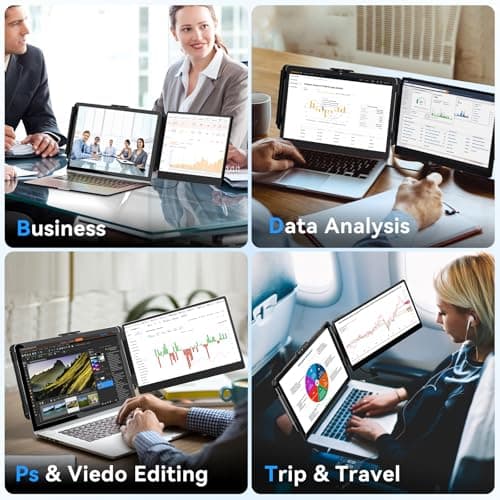 Laptop Screen Extender, 14” Portable Moniter for Laptop, 1080P FHD Dual Monitor for 13"-17" Laptops, Second Extended Computer Monitor for Travel Work, Compatible with Windows Mac Android Switch PS - Thumbnail 5