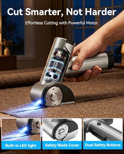 4.2V Cardboard Cutter Electric, 320RPM Cutting Speed Ergonomic Box Cutter Electric with 3 Blades & Storage Bag, LED Display Electric Box Cutter for Cardboard, Carpet, Rope, and Blister Package - Thumbnail 5