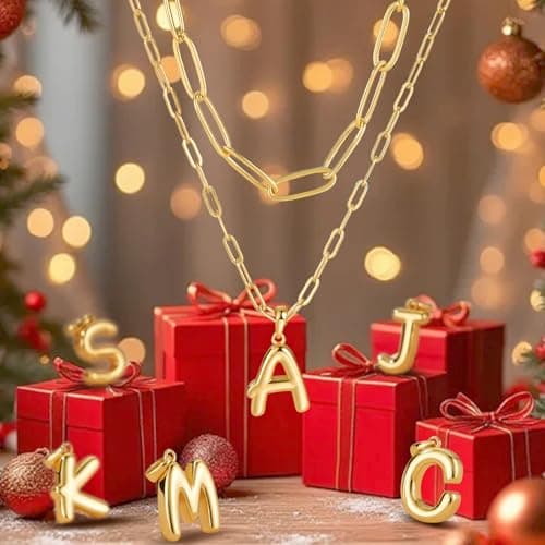 adoyi Gold Heart Initial Necklaces for Women Hers Dainty 14K Gold Plated Heart Layered Letter M Pendant Necklace Stack Jewelry Birthday Valentines Gifts for Women Mom and Wife - Thumbnail 6