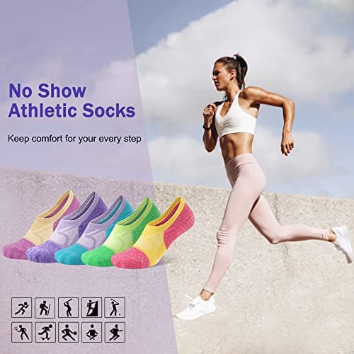 Gonii No Show Socks Womens Athletic Compression Running Low Cut Cushioned Socks 5 Pairs - Thumbnail 6