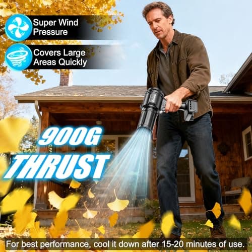 Cordless Leaf Blower for Milwaukee 18V Batteries, 125-MPH Handheld Dust Blowers with LED Light & 2 Nozzles, Battery Powered Variable Speed Turbo Blower for Leaves/Dust/Patio/Lawn/Snow(No Battery) - Thumbnail 4