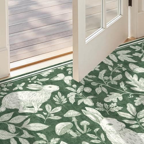 Vintage Living Room Area Rug 3x5 - Large Soft Washable Oriental Traditional Distressed Farmhouse Rugs for Bedroom - Indoor Floor Accent Carpet for Home Office House Decor -Easter Green - Thumbnail 5