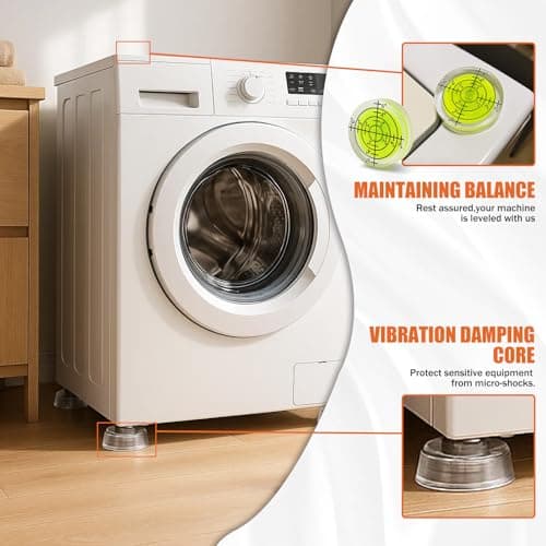 Anti Vibration Pads for Washing Machine, Clear Washer Anti Vibration Pads, Non Slip Washer and Dryer Feet Stabilizers, Shock Absorbing Washing Machine Vibration Pads, 4 Pack - Thumbnail 5