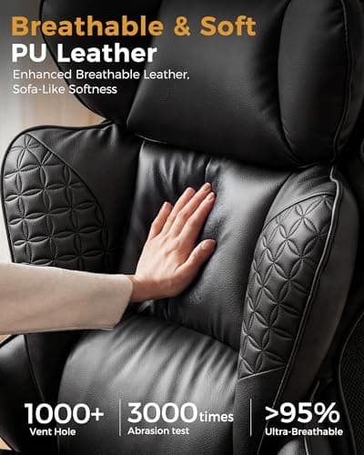 COMHOMA Big and Tall Office Chair Heavy Duty Gaming Chair with Deluxe Embossing Leather High Back Wider Ergonomic Computer Chair with Foot Rest 150°Reclining Pocket Spring Lumbar Support - Thumbnail 6