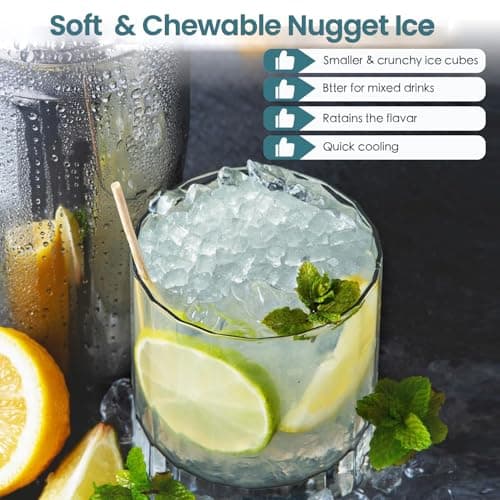 Antarctic Star Countertop Ice Maker with Soft Chewable Pellet Ice, 34lbs/24Hrs, One-Click Operation, Self-Cleaning Portable Peddle Ice Machine with Ice Scoop for Kitchen,Office,Bar,RV (Grey) - Thumbnail 5