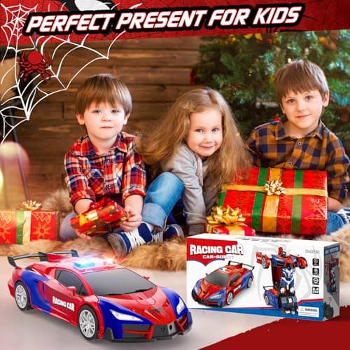 Remote Control Car with One Button Transformation, RC Cars Transforming into Robot, 2.4Ghz 360 Degree Rotation Police Car with Light, 1:18 Scale Transform Toys for Boys Girls Kids 4-7 8-12 6-8 - Thumbnail 6