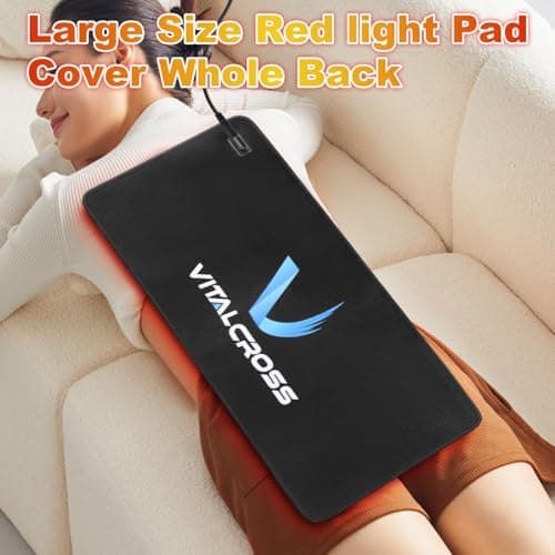 VITALCROSS Large Red Light Therapy Pad for Body 24"x12", 660nm & 850nm Near Infrared Light Therapy Mat 35w with 10-90min Timer Setting for Back, Waist, Shoulder & Joints Alleviate Discomfort - Thumbnail 2