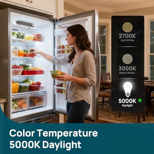 Linkind Led Refrigerator Light Bulbs, A15 Fridge Light Bulbs 40 Watts Equivalent Waterproof, 600LM Appliance Light Bulb 120V Non-dimmable 5W LED Bulbs for Freezer, E26 Base, Daylight 5000K, 3 Pack - Thumbnail 4