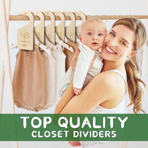 ITDYB Baby Closet Dividers for Clothes Organizer - Wooden Baby Clothes Dividers from Newborn to Toddler, Set of 8 Double-Sided Gender Neutral Baby Clothes Size Dividers 0-24 Months for Nursery Decor - Thumbnail 3