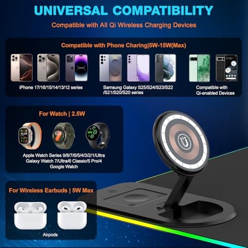 Gaming Mouse Pad Wireless Charging - Desk Mat Magnetic Foldable Phone Stand with 20W PD Charger, RGB Extended Large Keyboard Mousepad - PC Laptop Desk Pad for Work Game (Adapter Included) - Thumbnail 3