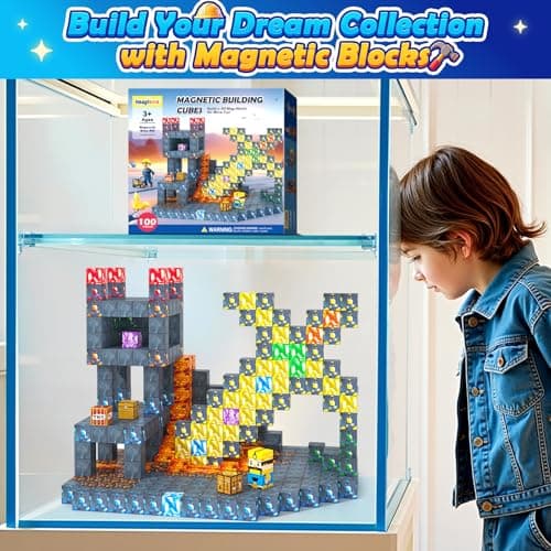 100PCS Magnetic Blocks - Build Mine Magnet World Mine Sword Adventure Set, Building Toys Classroom Must Haves Learning Sensory Toys for 3 4 5 6 7 8 Toddlers Kids Games Birthday Gifts for Boys & Girls - Thumbnail 4