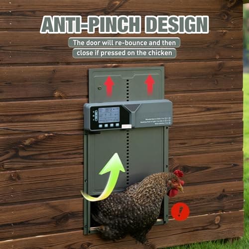 fophop Large Automatic Chicken Coop Door, Solar Powered with Upgraded 4000mAh Battery, Light Sensor, Timer, Remote & Manual Control, Anti-Pinch Safety Auto Door for Chickens, Ducks & Geese, Blue - Thumbnail 5