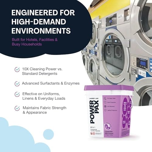 PowerPax Power Pellets Laundry Detergent Capsules, Lavender, 425 Count – Stain Remover, Odor Eliminator, Color Protection and Fabric Softener for Everyday Laundry Cleaning - Thumbnail 3