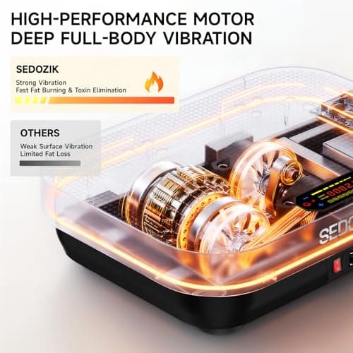 SEDOZIK Vibration Plate Exercise Machine, Vibration Plate for Lymphatic Drainage Weight Loss, 450 Lbs Capacity Full Body Vibrating Platform Workout Equipment with Bands Bluetooth for Women Men, Black - Thumbnail 4