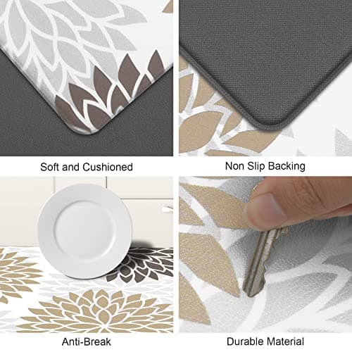 HEBE Anti Fatigue Kitchen Rugs Sets of 2, Non Slip Kitchen Mats for Floor, Waterproof Cushioned Comfort Standing Carpet for Kitchen Sink, Home Office, Laundry Room - Thumbnail 4