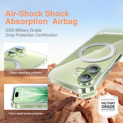 SMARTDEVIL for iPhone 17 Case with 360° Magnetic Stand,Hidden Bearing Design,MagSafe Compatible,Built-in Stand,SGS Military-Grade Protection,Air-Shock Cushioning Airbags,Fast Charging,6.3 inch,Clear - Thumbnail 3