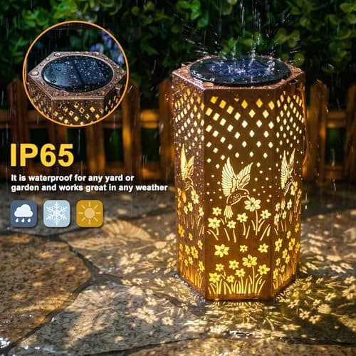 Eandisom Birthday Gifts for Women - Garden Decor Hummingbird Solar Lanterns Outdoor Waterproof, Mothers Day Gifts for Mom Grandma, Hanging Solar Lights Outside for Yard, Patio - Thumbnail 3