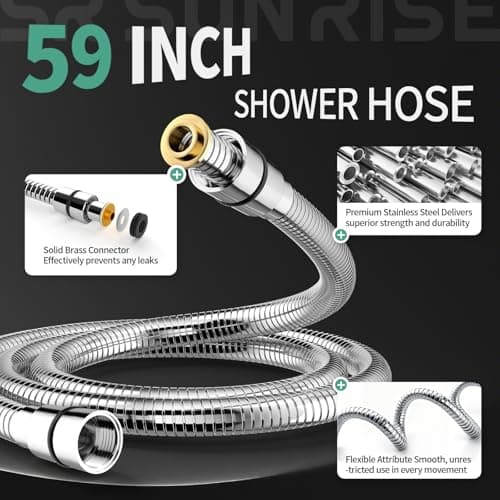 12 Inch Wide Rain Shower Head with Filtered Handheld Combo, High Pressure Rainfall Shower Head, 9 Spray Modes Handheld with 9-Inch Extension Arm, Comes with Filter Removes Chlorine (Chrome) - Thumbnail 2