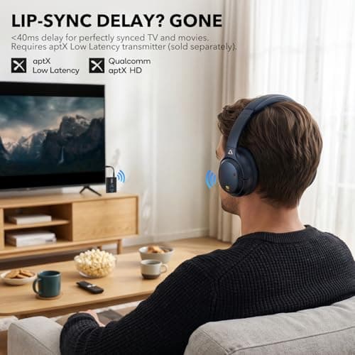 1Mii E700 Hybrid Active Noise Cancelling Headphones, Bluetooth Wireless Hi-Res Audio LDAC, Comfortable Over Ear for Commuters Traveler Student, aptX Low Latency for TV Home Office Airplane, Blue - Thumbnail 6