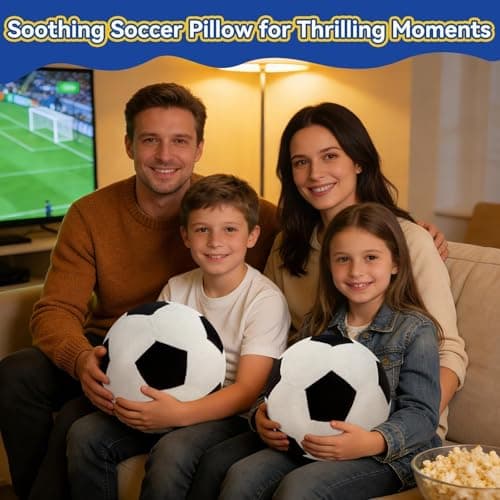Soccer Pillow, Soccer Ball Plush Fluffy Soft Round Stuffed Soccer Ball Throw Pillows, 8" Orbicular Durable Soccer Pillow Plush Sports Gifts for Bedroom Decor - Thumbnail 5
